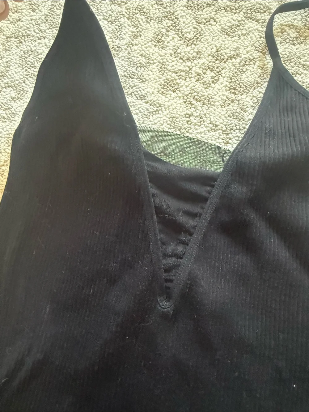 Free People Intimately Black Seamless Ribbed V-Neck Cami Tank M/L